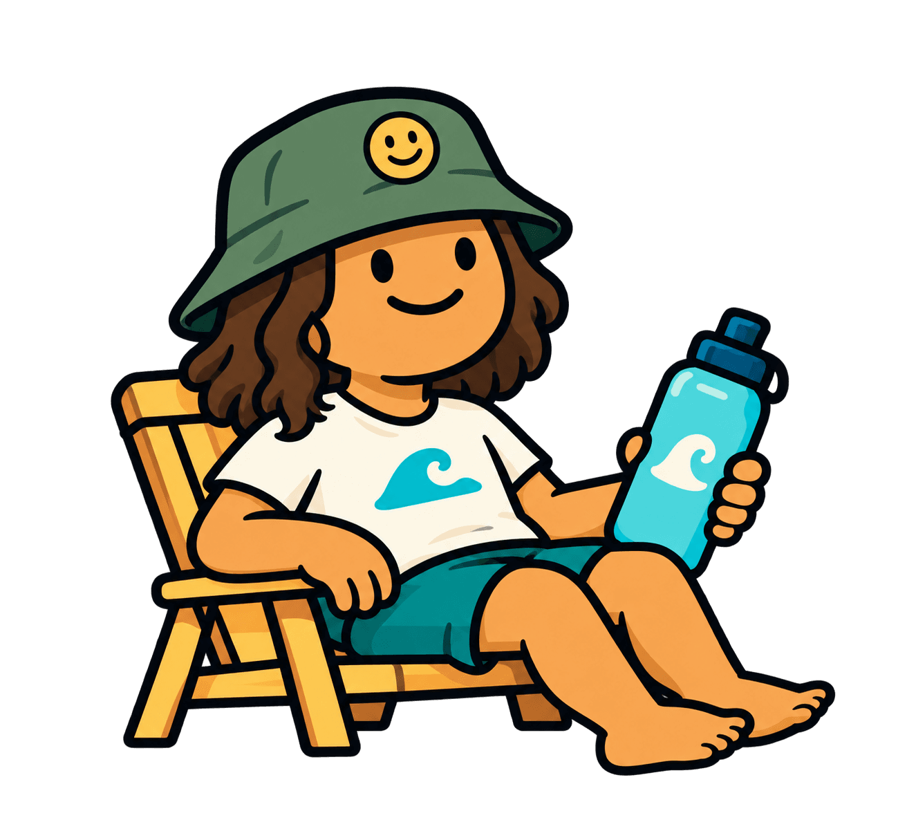 Chill relaxing with a water bottle